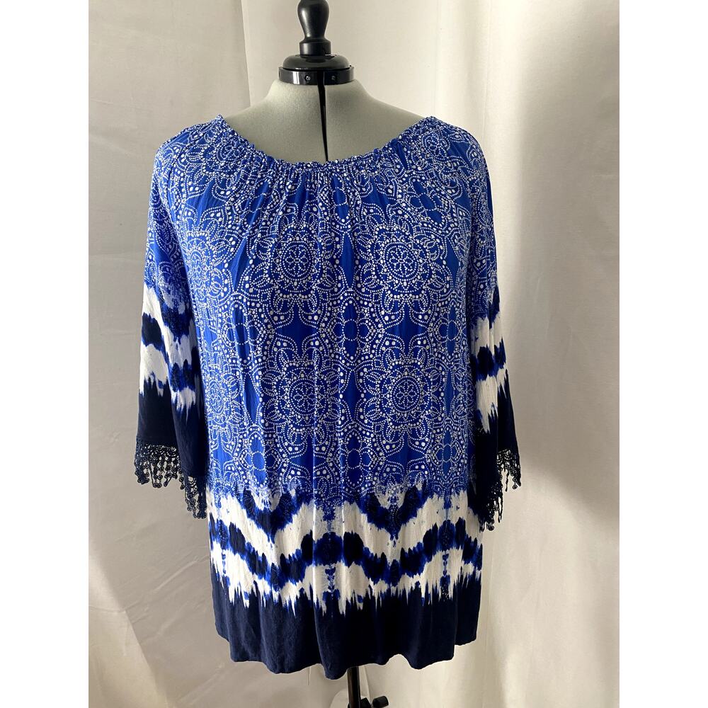 Ruby Rd. Blue and White top size 2x